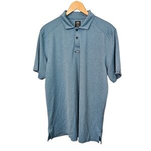Oakley Mens Regular Fit Blue‎ Heathered T-Shirt Collared Golf Polo Large EUC